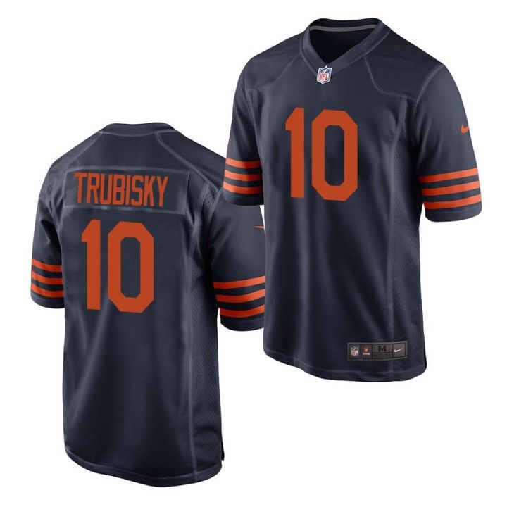 Men Chicago Bears #10 Mitchell Trubisky Nike Navy Throwback Game NFL Jersey->chicago bears->NFL Jersey